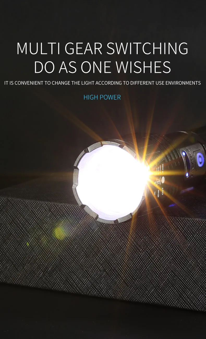 Description Picture 6 of itemSuper Bright Laser Wick Flashlight Camping Tactical Torch High Lumens 7 Lighting Modes Rechargeable Flashlights with COB Lamp