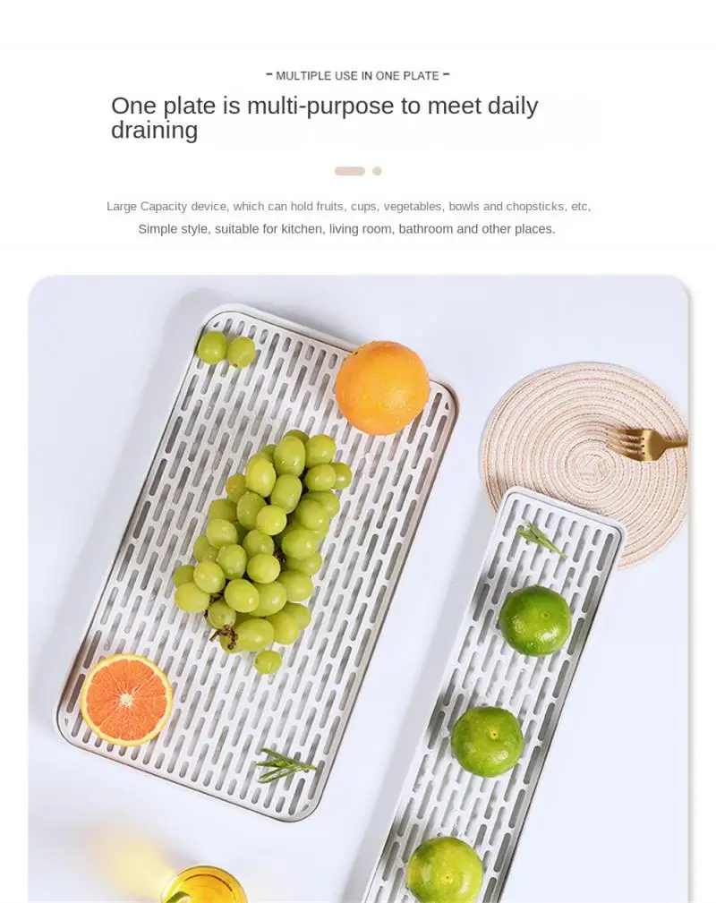 Fruit Cup Drain Tray Rectangular Bowl Rack Chopsticks Box Kitchen Storage Tray Water Cup Drain Tray Fruit Basket Tea Tray 5