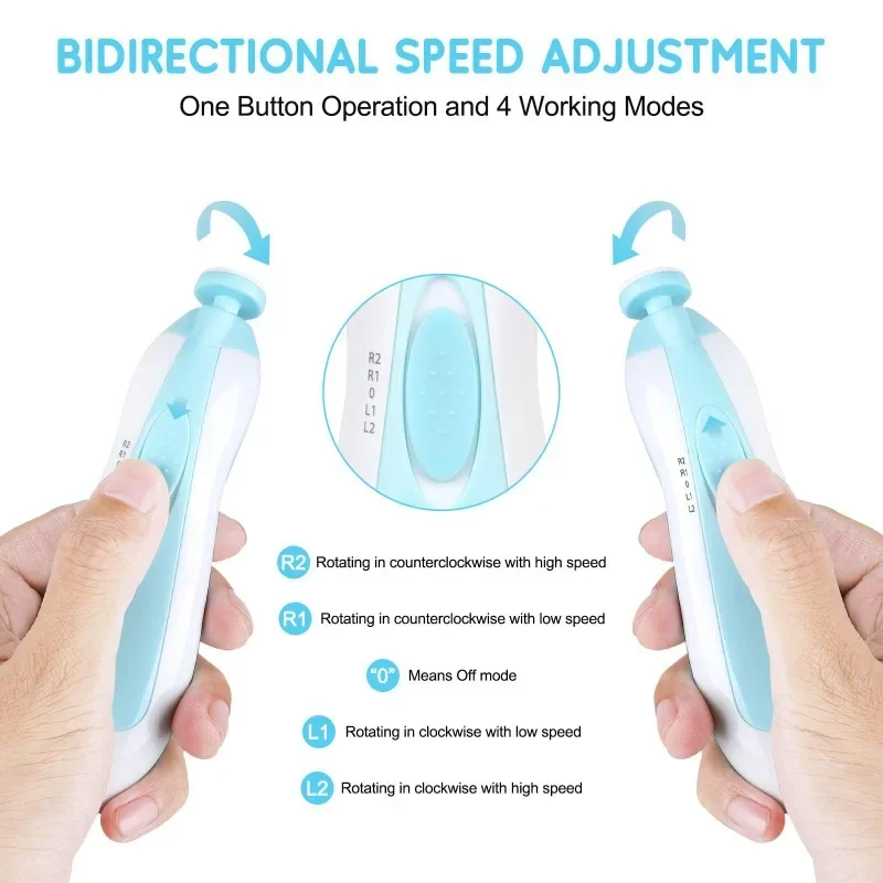 Baby Electric Nail Care Tools 6-in-1 Multi Head Electric Nail Sharpener Baby Manicure Anti Pinch Care Clipper Set nail clipper nail care kit nail trimmer nail grinder