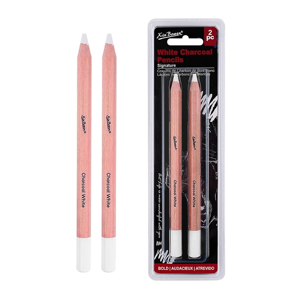Charcoal Pencils Thick Core Set 2pcs For Drawing Sketching Highlighting Shading Ideal for Artist