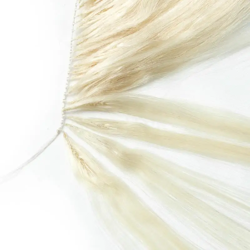Human Hair Extensions Invisible Feather Tip Straight Blonde 50cm 120strands
