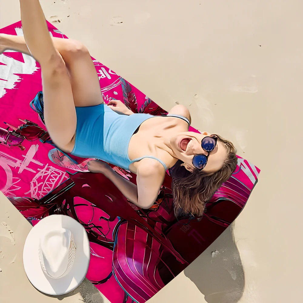 Cartoon Anime Game Arcane J-Jinx Beach Towel Cartoon Cute Summer Kids Large Bath Pool Beach Towel Microfiber For Swimming Travel 3