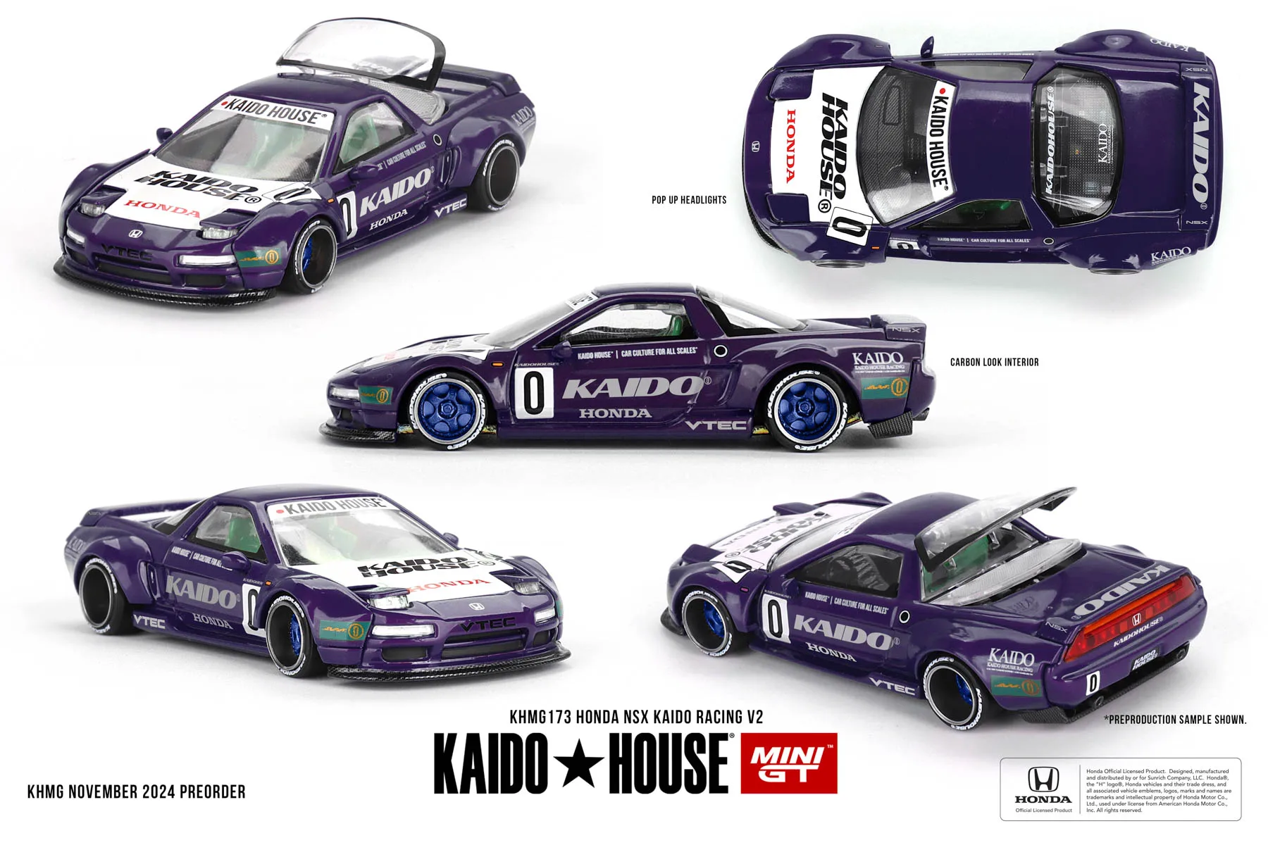 Kaido House + MINIGT 1/64 Nissan Skyline GT-R (R34)(R33) Honda NSX