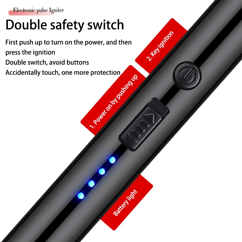 Windproof Lighter Arc Pulse Ignition Guns USB Rechargeable Type-C Interface Portable Kitchen Igniters Couple Household Camp electric arc igniter