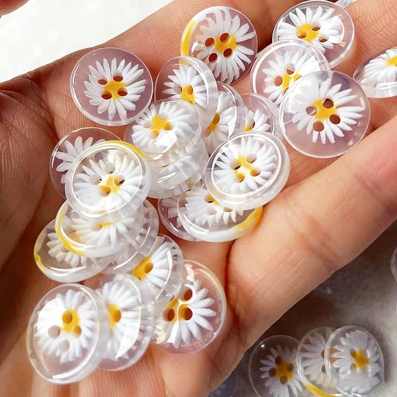 10/20Pcs 데이지 수지 단추 11.5-30MM 셔츠 스웨터 코트 의류 용 손 바느질 단추 DIY 공예 봉제 액세서리