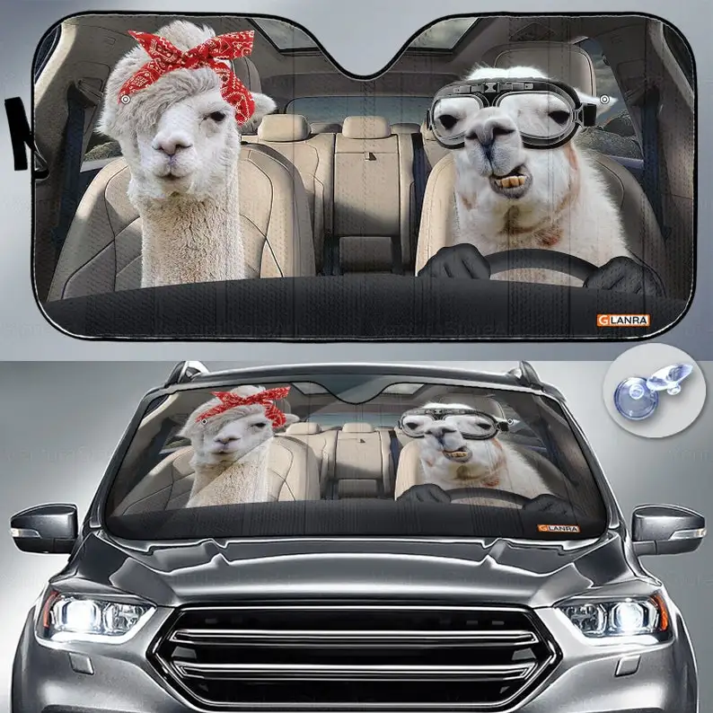 

Llama Car Sunshade, Llama Lover, Llama Windshield Sunshade, Llama Car Decoration, Llama Lover Gifts, Gift For Her PHT172205J03