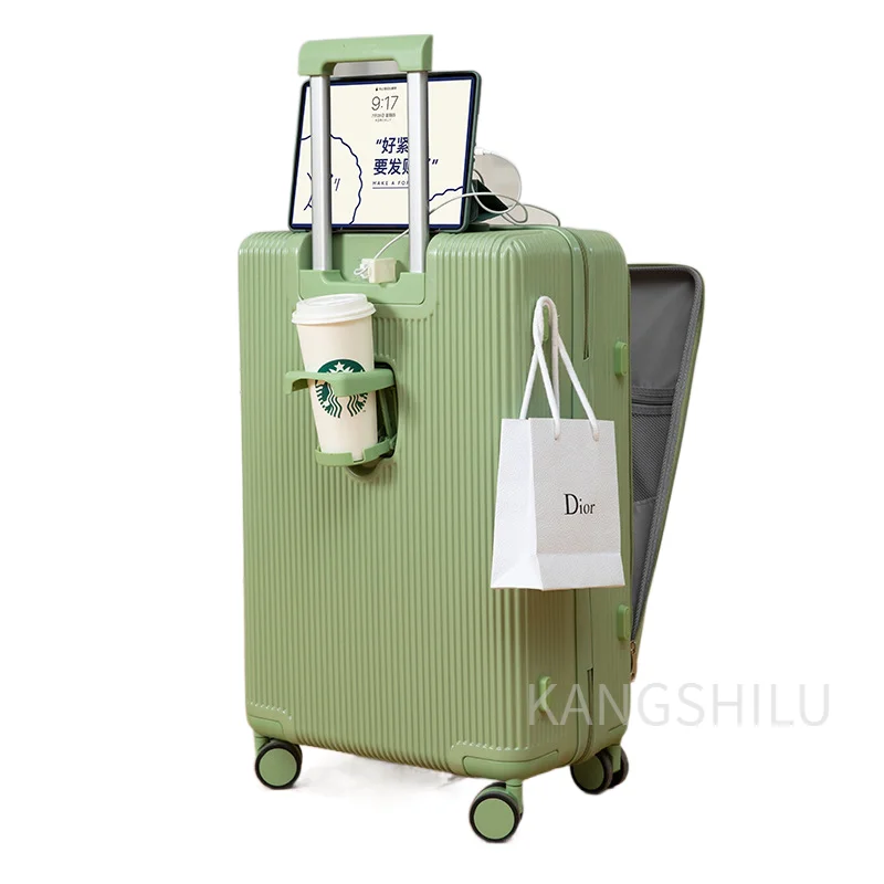 New Carry-on Suitcase 20''22''24''26''-Inch Aluminum Frame Front Opening Suitcases On Wheels Travel Trolley Case Rolling Luggage