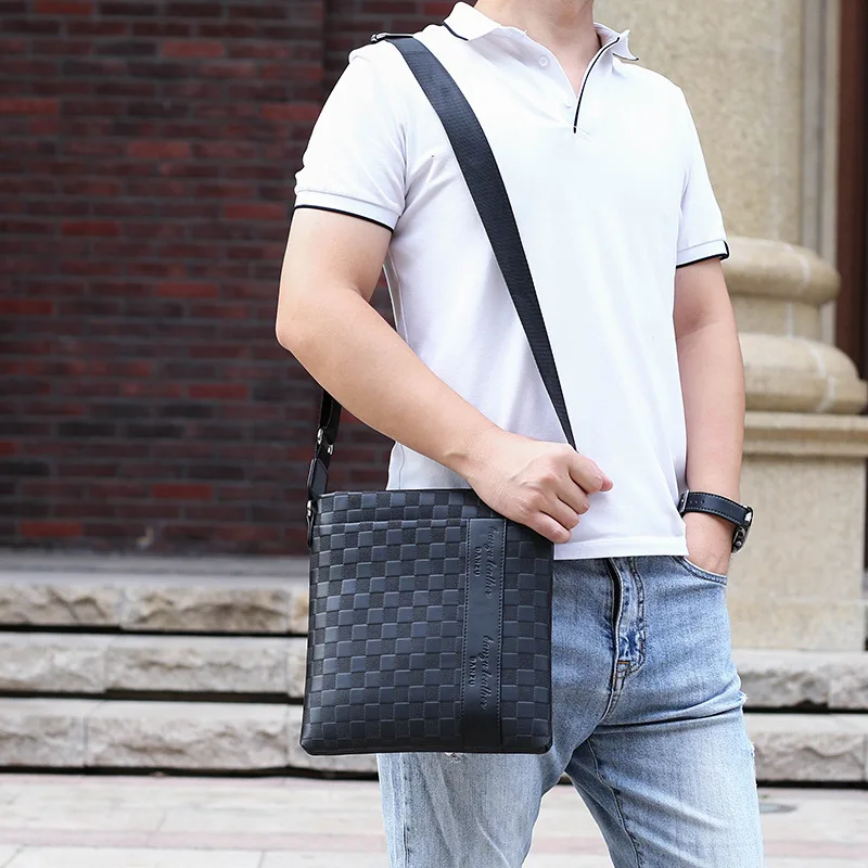 Luxury Plaid Crossbody Bag Men Brand Design PU Leather Shoulder Bag Man  Business Messenger Bag Male Mobile Phone Bag Falp Bag - AliExpress