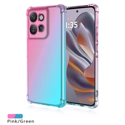 Shockproof Gradient Silicone TPU Protective Phone Case Cover for Moto Edge 5G 2024 (Pink Green)