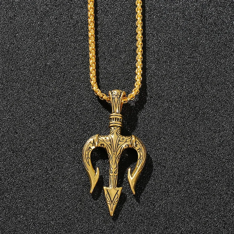 Collana con ciondolo a forma di Tridente del re marino, in acciaio inox