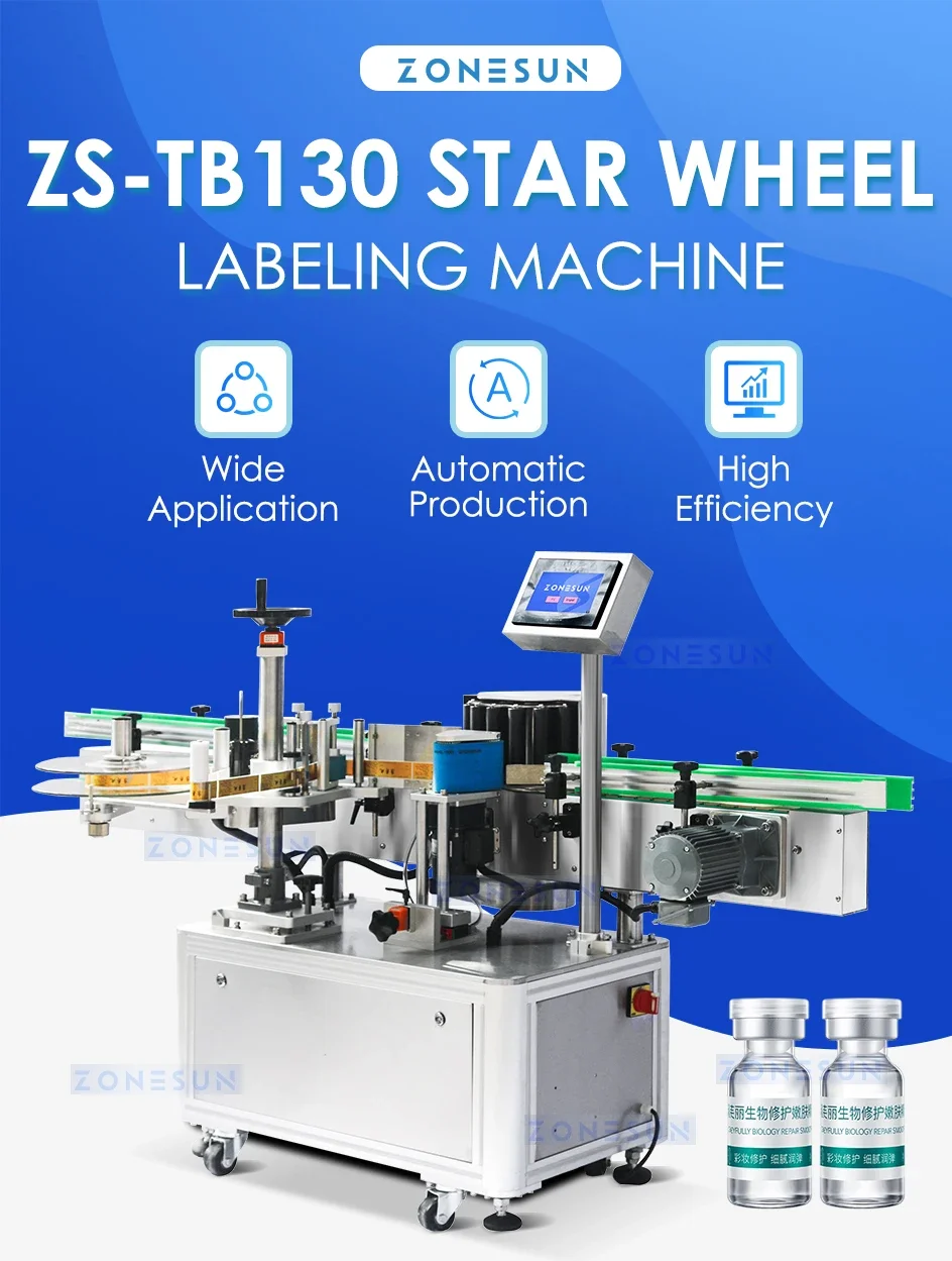 ZONESUN ZS-TB130 Automatic Round Bottle Labeling Machine