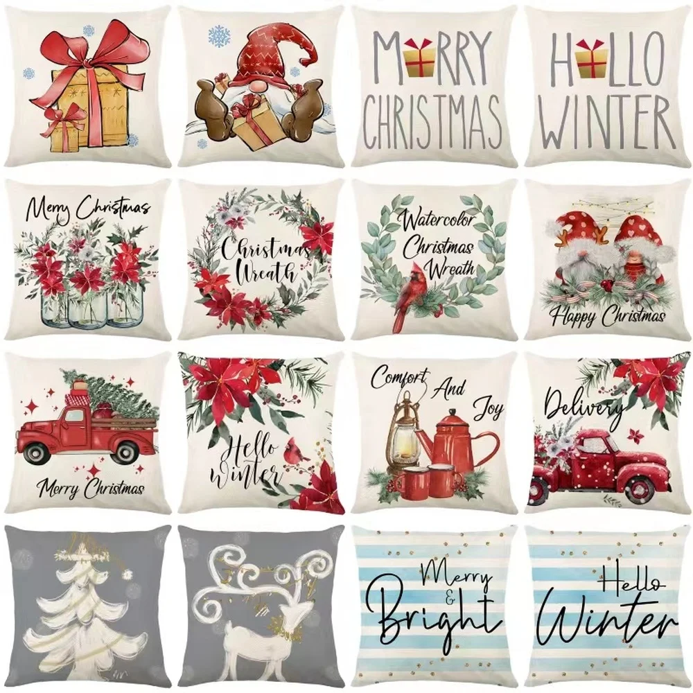XmasCushionCoverChristmasGiftsCouchSeatCarDecorPillowCovers