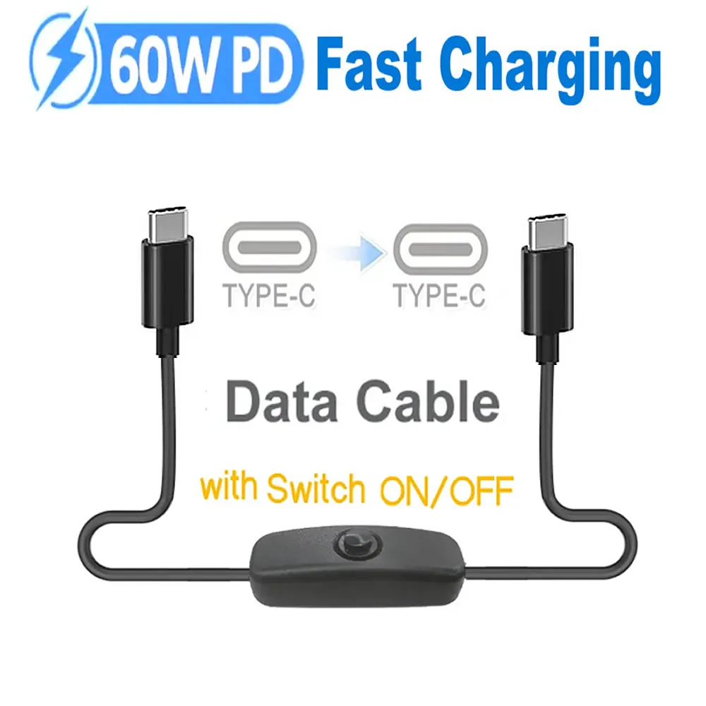 USB-C to Type-C Power Switch Cable with Fast Charging and Data Transfer