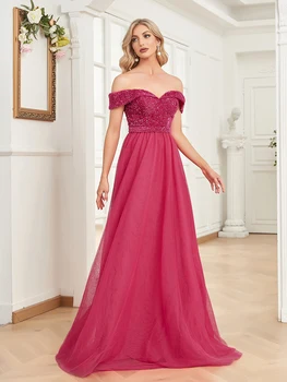 فساتين سهرة رسمية فاخرة بأكمام طويلة ورقبة على شكل حرف v من التل 2025 أنيقة لحفلات الزفاف ترتر للنساء فساتين كوكتيل للحفلات الراقصة 4