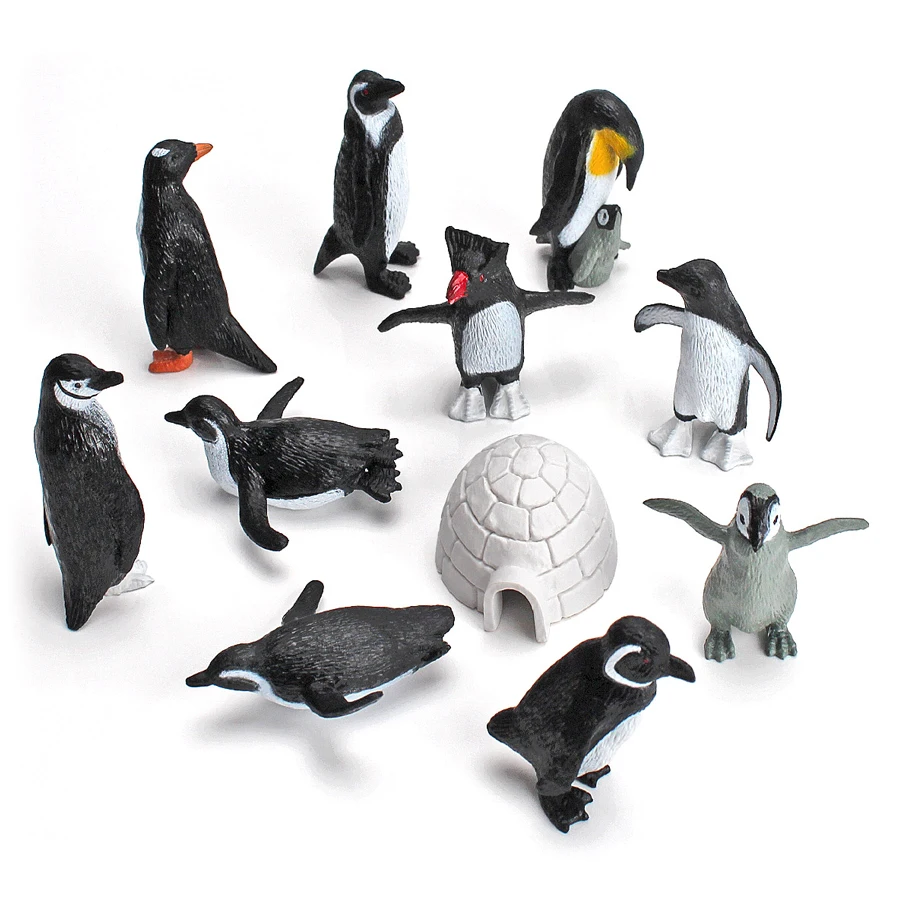 Realistic Polar Animals Penguin Growth Cycle Model Figurines Toy Arctic Penguins Animal Igloo Figures PlaySet Kids