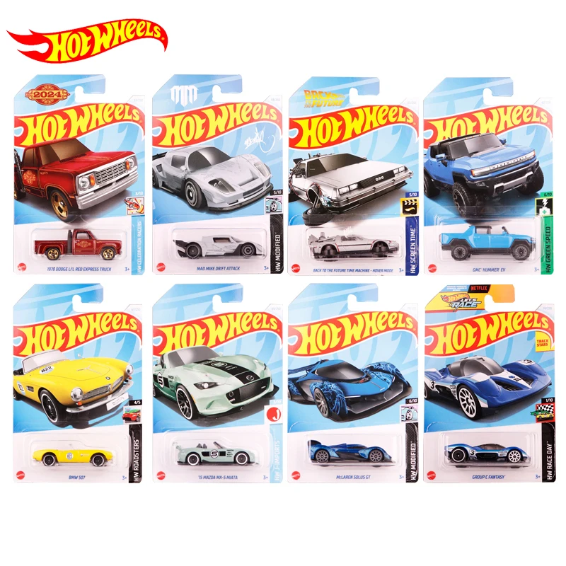Hot Wheels samochód 2024 C Case 1/64 odlew zabawki dla chłopców z powrotem do przyszłej maszyny czasu Batman Jeep Mazda niestandardowy prezent Camaro