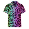 Rainbow Leopard Beach Shirt Cheetah Neon Print Hawaii Casual Shirts Male Retro Blouses Short Sleeve Pattern Clothing Big Size 3