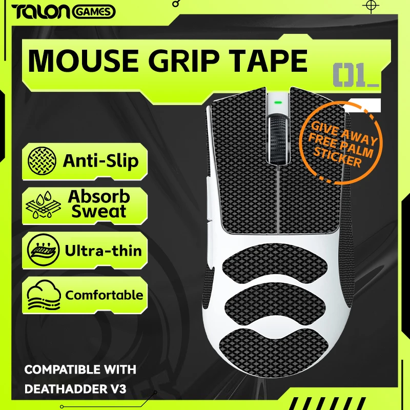 Talongames-fita de Aperto do Mouse Pacote para Razer Deathadder v3 Pro Mouse Anti-suor Antiderrapante Corte para Caber Fácil de Aplicar
