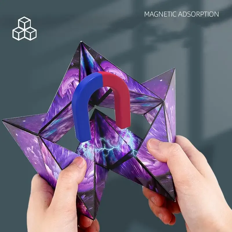 Variety Geometric Changeable Magnetic Magic Cube Anti Stress 3D Hand Flip Puzzle Cube Kids Stress Reliever Fidget Toy