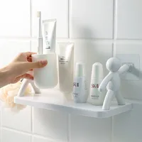 Bathroom Self-adhesive Shampoo Shelves Shower Towel Storage Rack Cosmetic Toilet Organizer Home Decor Kitchen PP Plastic Rack 1