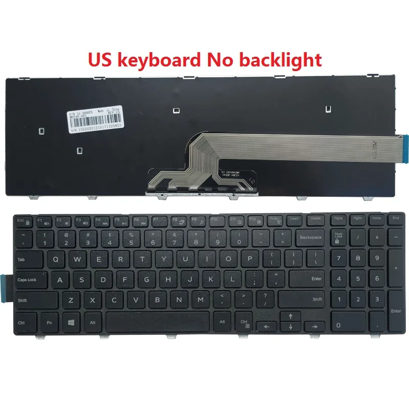 Clavier d'ordinateur portable américain pour DELL Inspiron 15, 3000, 3541, 3542, 3543, 3546, 3559, 3551, 3552, 3558, 3550, 3567, 3878, 7000, 17, 7557, 7559, Nouveau