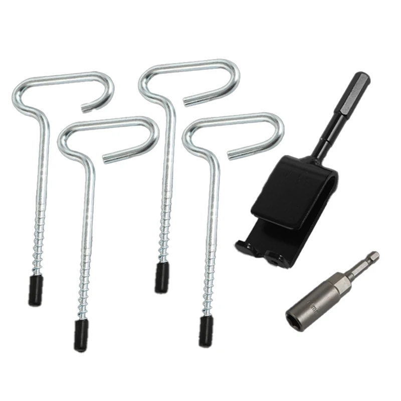 

6Pcs Ice Fishing Anchor Tool Ice Fishing Shelter Anchor With Bit Adapter Sleeve For Camping Fishing Tent Fixer