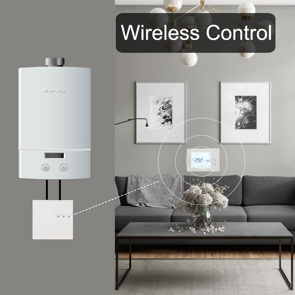 Temperature Controller Beok Wireless Thermostat Touch Screen Programmable Temperature Controller for Room Heating with Gas Boiler and Actuator