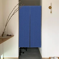 Japanese Textured Wave Print Door Curtain Blue Cloud Kitchen Living Room Partition Curtains Hanging Half Curtain for Entrance 2