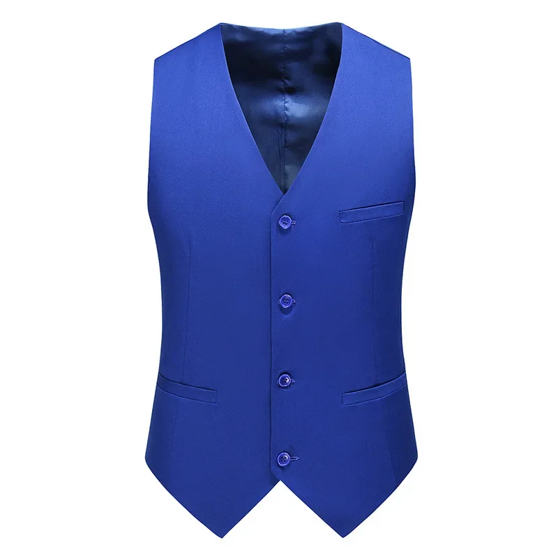 Mens Fashionable Slim-fit Smooths Silhouette Vest Candy Colors V-neck Workwear Top Foreign Trade Cross-border Vest