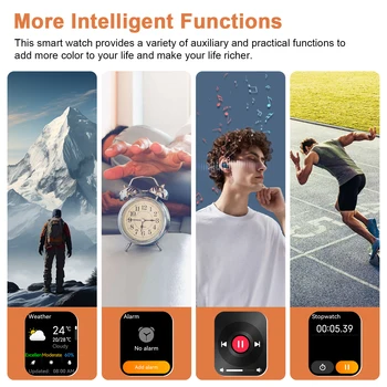 IP68 Waterproof Outdoor Sport Smart Watch with Emergency Lighting 2.01'' Display Bluetooth Women Men Smartwatch for IOS Android 5