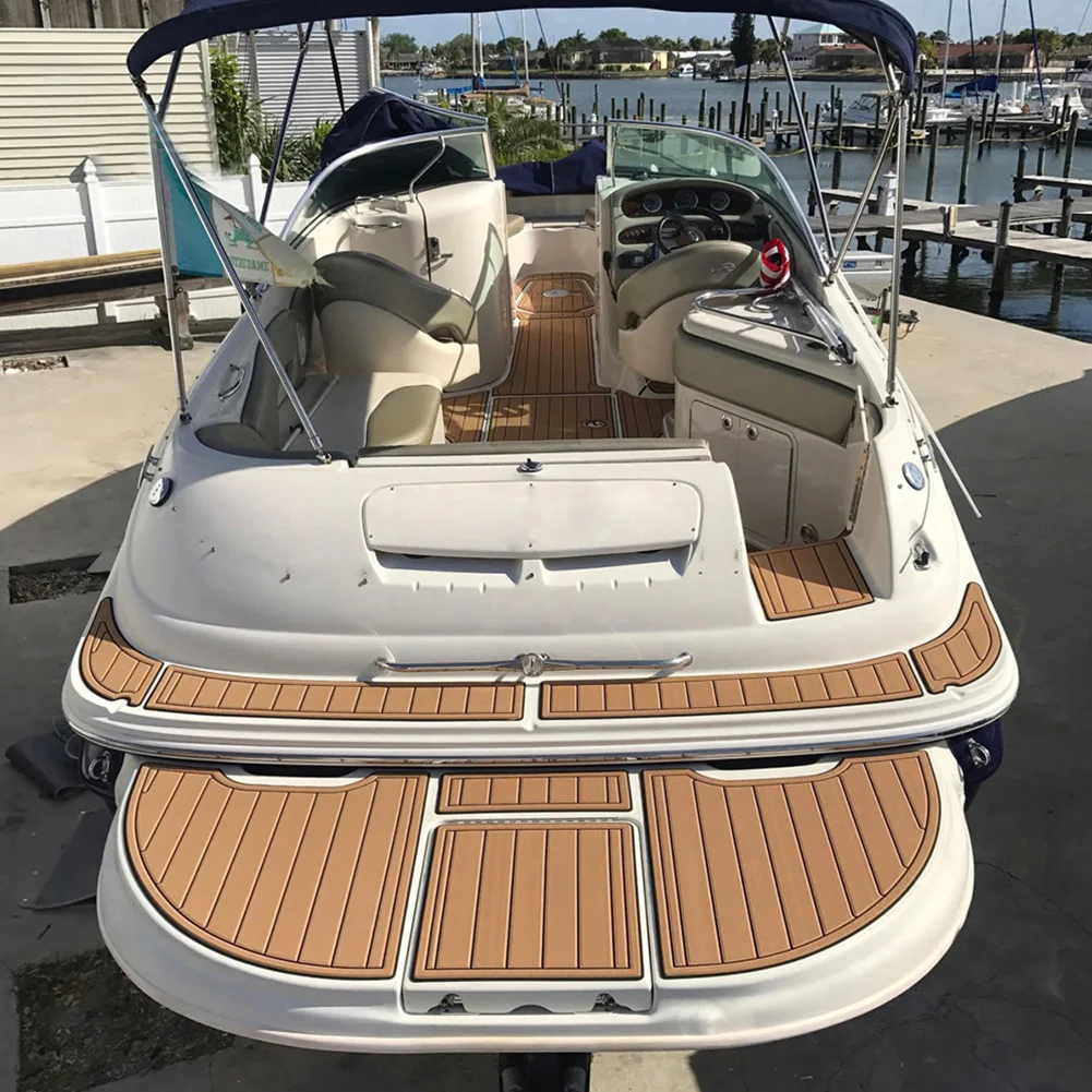 2.4m Self-Adhesive EVA Foam Boat Marine Flooring Faux Teak Decking Sheet  Striped Yacht Mat 8 Styles Brown Gray Gold Black