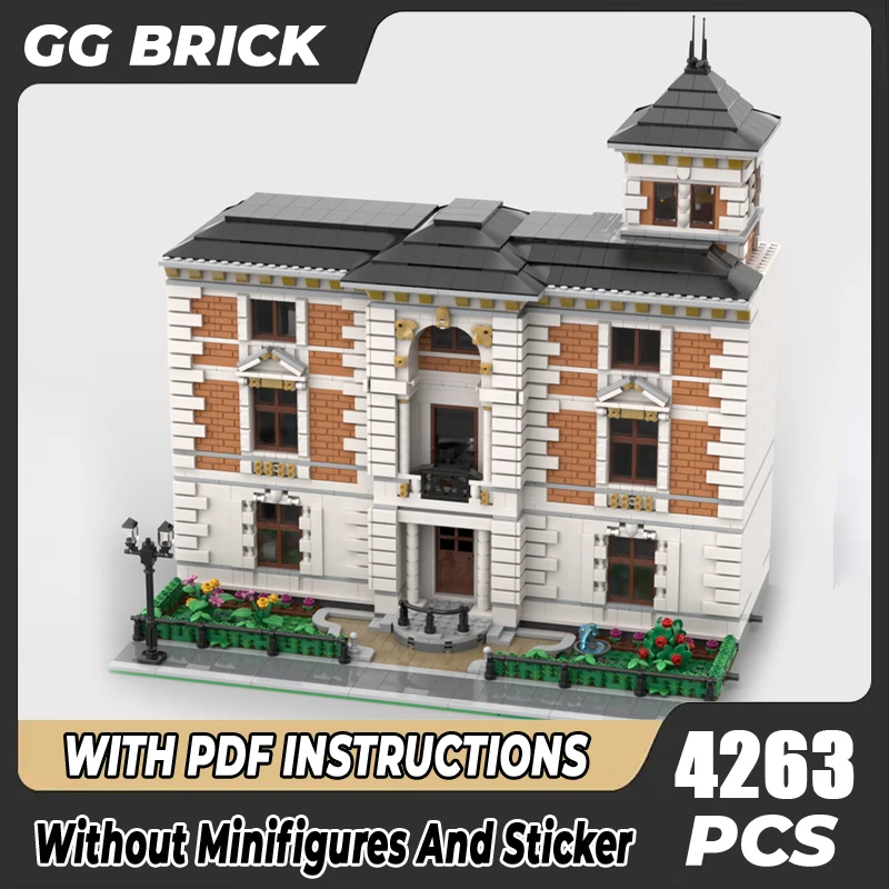 

Moc Building Block Urban Mansion Model Technology Brick DIY Assembly Modular City Street View Toy For