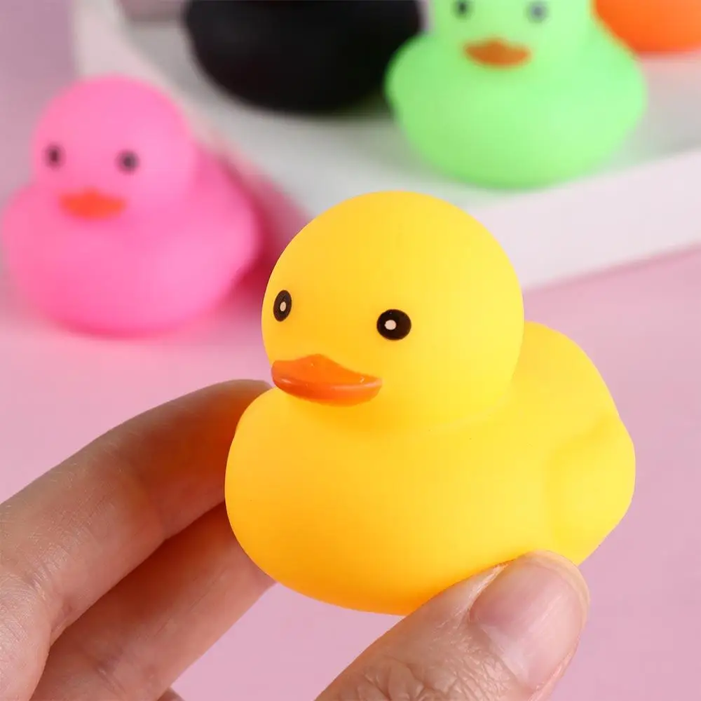 3PCS Yellow Duck Floating Duck Squeeze Sound Toy Floating with Squeeze Sound Yellow Duck Baby Bath Toys Soft Rubber 4