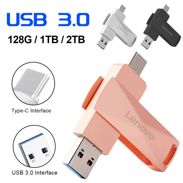 Lenovo-Clé USB OTG de type C, clé USB 3.0, clé USB étanche, disque mémoire 2