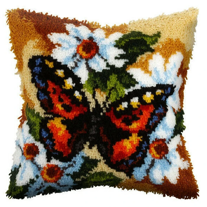 Craft Supplies Latch Hook Cushion Kits Butterfly Pillow Case Crochet Hobby & Crafts DIY Yarn Embroidery Cushion Cover Sofa Bed Pillows