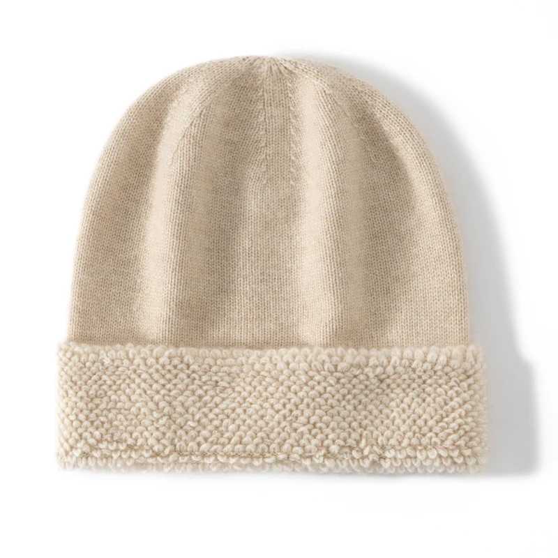 MERRILABM Hochwertige Winter-Unisex-Kaschmirmütze, modische Beanie-Mütze mit Bündchen, warm, für den Außenbereich, Strickmütze aus reinem Kaschmir für Damen und Herren – Detail 14