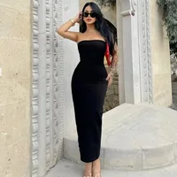 HXAO 2025 Womens Strapless Dresses Summer Off White Black White Dress Midi Ruffled Off Shoulder Backless Dress Prom Vestidos 066 - Image 3