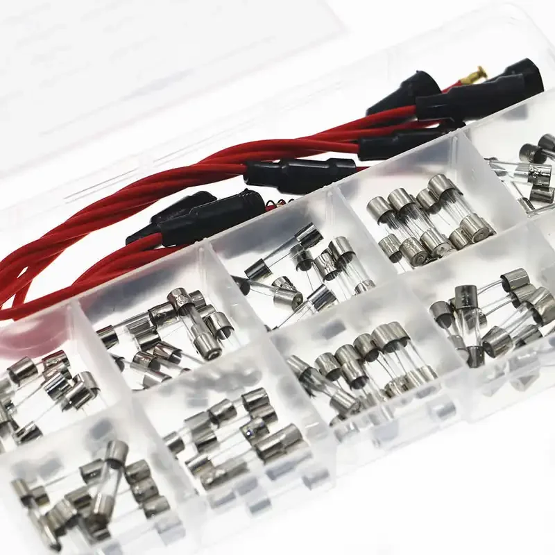5pcs 5x20mm Fuse Holder Screw Type with 16AWG Wire 100pcs Quick Blow Glass Tube Fuse Assorted Kit 12V-250V