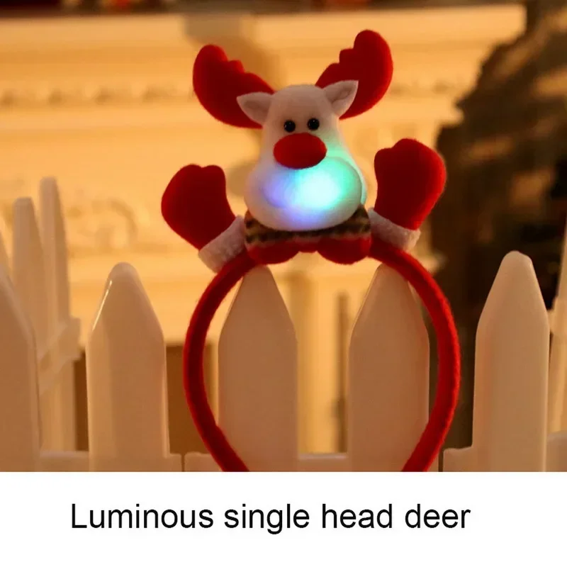 Christmas Headband Santa Claus Elk Antlers Reindeer Headband Cosplay Ears Led Glowing Ornaments Party Christmas Hair Accessories