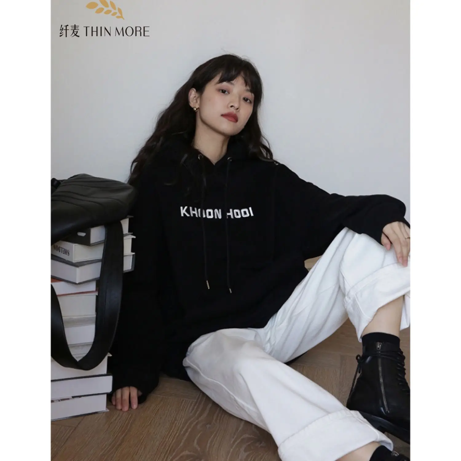 New Korean Version Sweet Loose Long Sleeved Thick Thin Hooded Sweatshirt for Women's Fashion 5