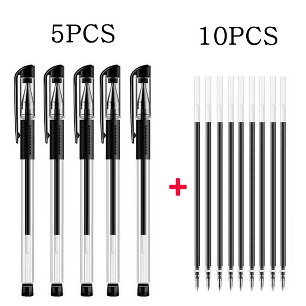 5PCS Set Black Blue Red Bullet Gel Pens High Quality Student Exam Carbon Pen Stationery Supply Teens Child School Office Product adidas superstar 360 child hq4074 blue teaora ftwwht