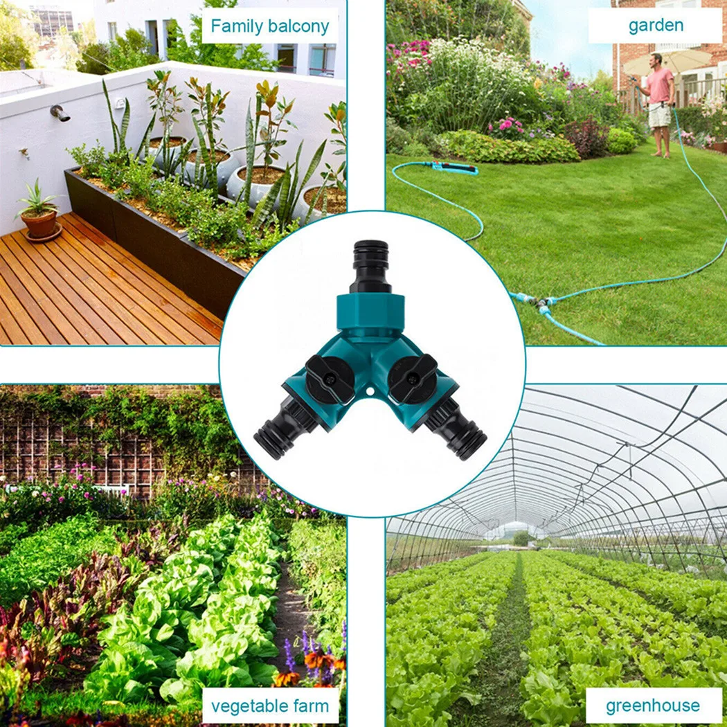 

2 Way Hose Pipe Splitter Connector Adaptor Garden Hose Y Splitter Water Diverter Adjustable Switch Quick Connector Adapter