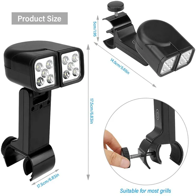 Night Barbecue Grill Light 10 Led Barbeque Bright Waterproof Heat Resistant Outdoor Adjustable BBQ Grills Lamp Camping Lights