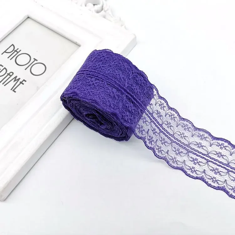 Elegant Metallic Lace Ribbon – 10m Embroidered Trim for Sewing, Crafting, & Decorative Projects