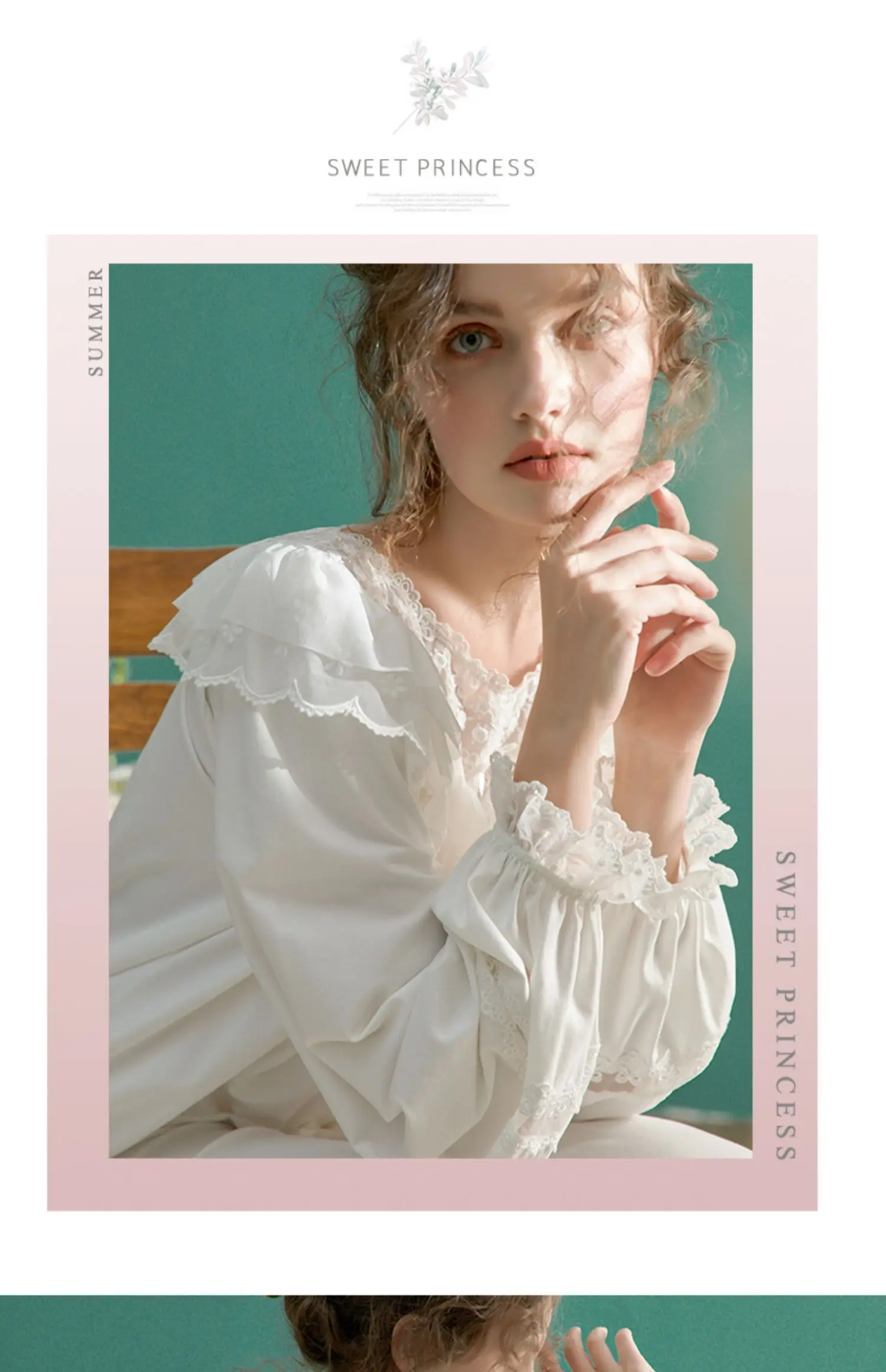 Waliicorners Lace Vintage Embroidery Sleepwear Sweet Nightsuits Home Wear New Fashion Soft Cotton Womens Long Sleeve Pajamas Sets 20