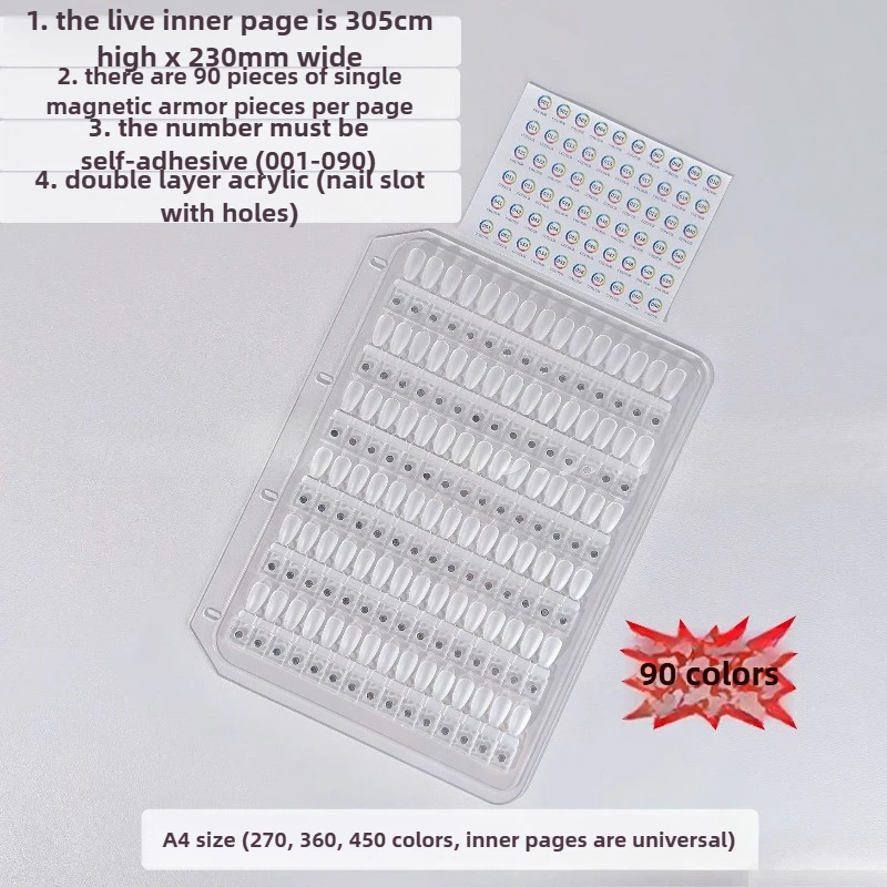 180-450 colori Strumenti per test dei colori dello smalto gel per unghie Punte magnetiche separabili Campione dei colori delle unghie Prova sulle punte dei unghie finte che mostrano il libro