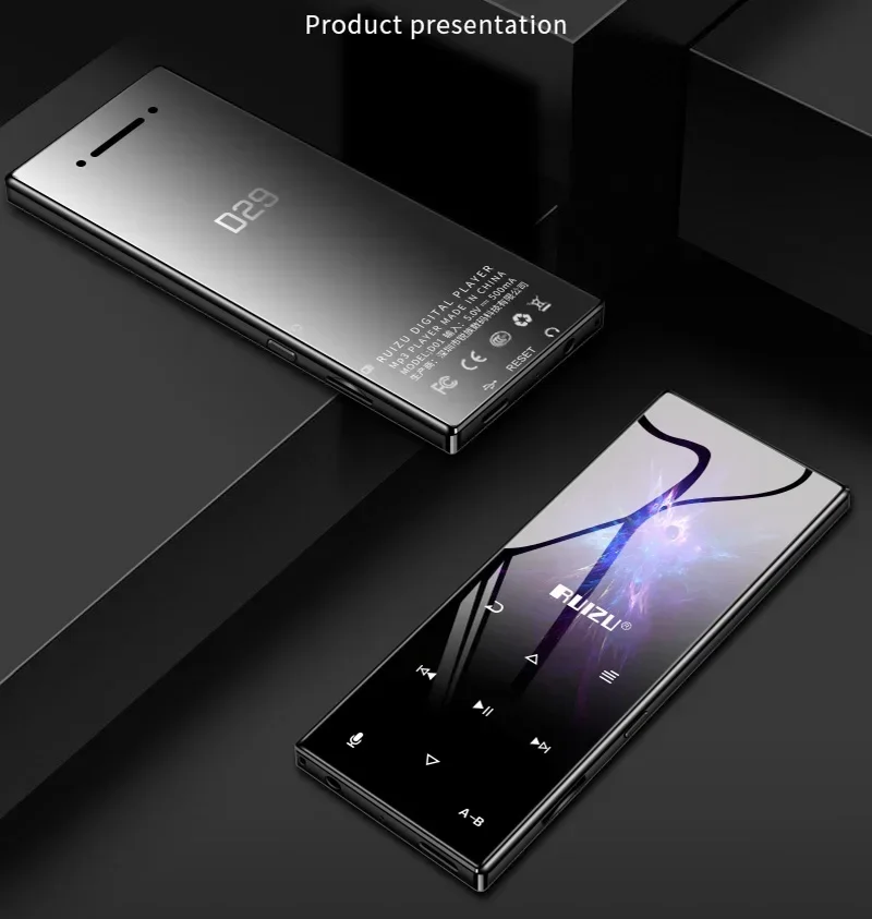 New Metal Bluetooth MP4 Player ruizu d29 Portable Lossless HiFi Music video Player Built in Speaker FM Radio E-book