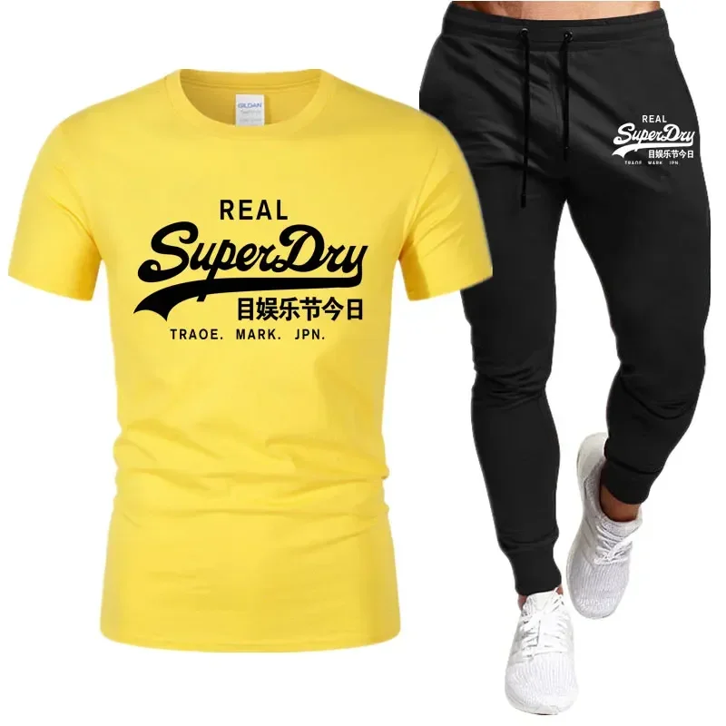 2024 Men's clothes Summer brand printed cotton short-sleeved T-shirt + trousers men's sets jogging men's tracksuit
