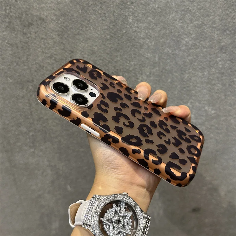 Модный противоударный чехол 2 в 1 с леопардовым принтом для iphone 13 12pro 15 14 14Pro Max, защитный чехол для задней панели Iphone 15pro