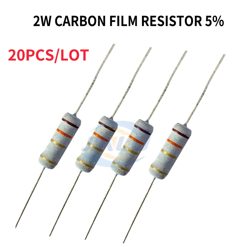 20PCS 2W Carbon Film Resistor 5% 0.1 Ohm0.12 0.15 0.2 0.22 0.24 0.27 0.3 0.36 0.39 0.43 0.47 0.51 0.56 0.62 0.68 0.75 0.82 0.91R carbon film resistor